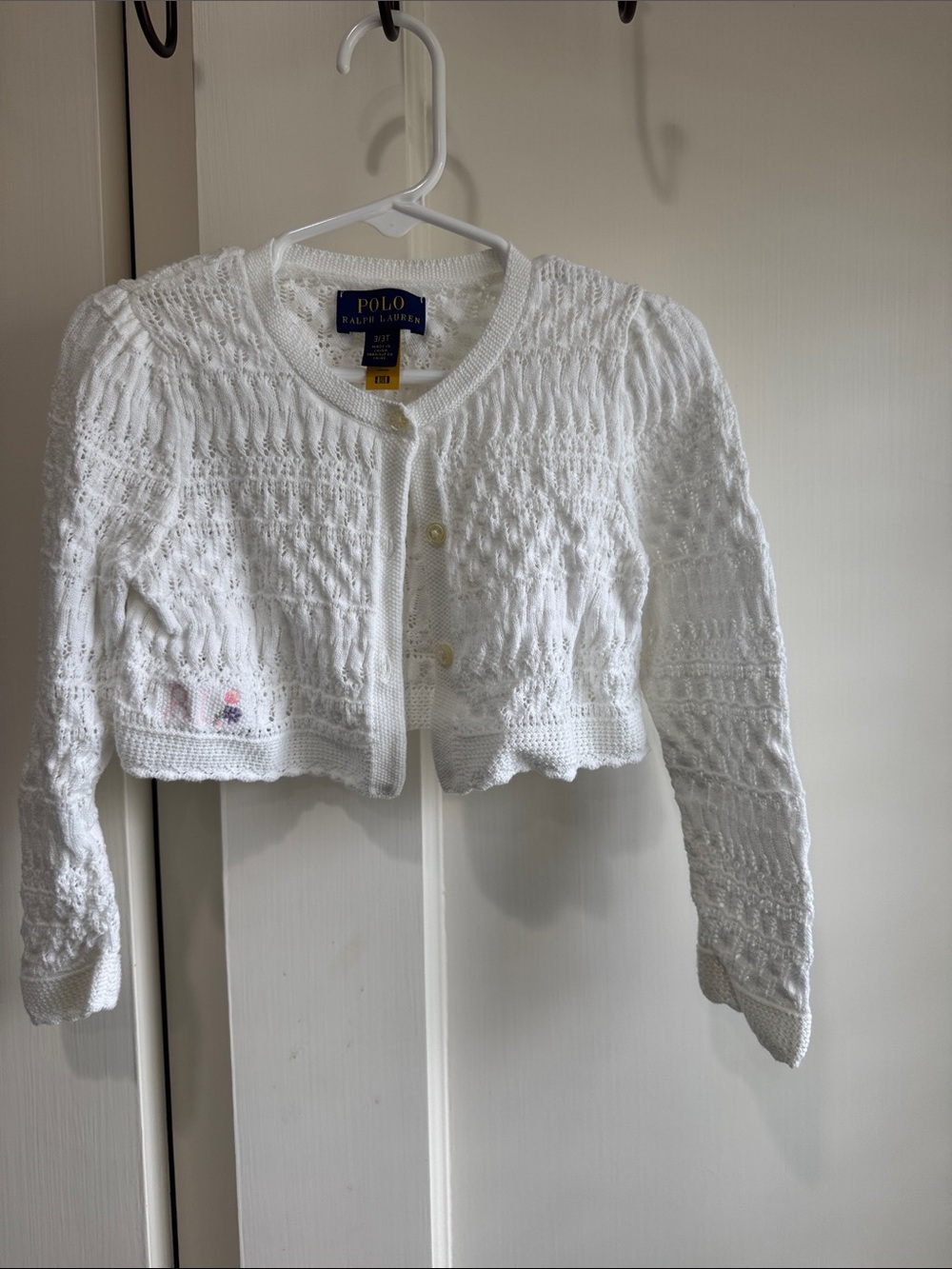 Polo by Ralph Lauren White Cropped Knit Cardigan